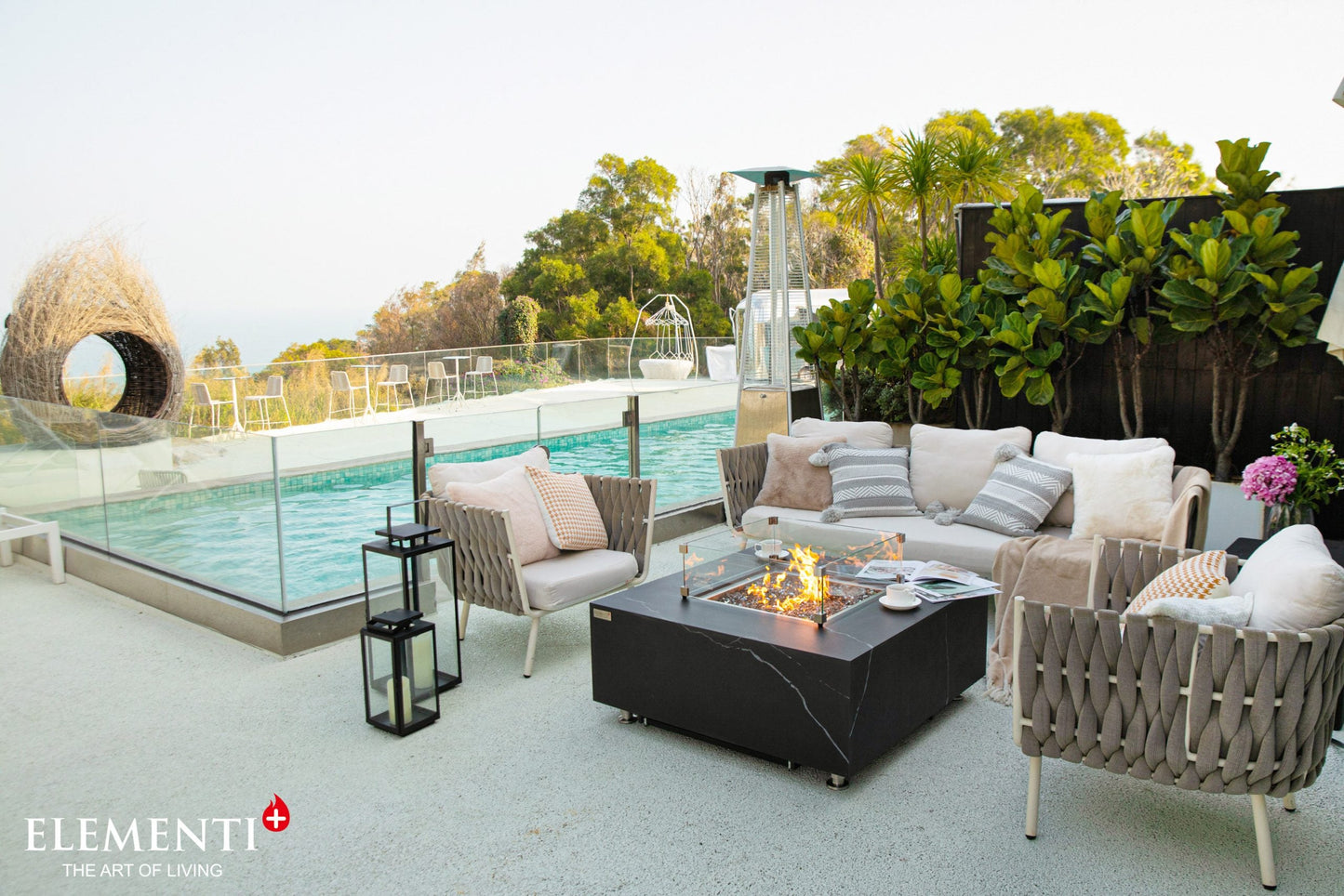Elementi Fire Sofia Marble Porcelain Gas Fire Pit Table