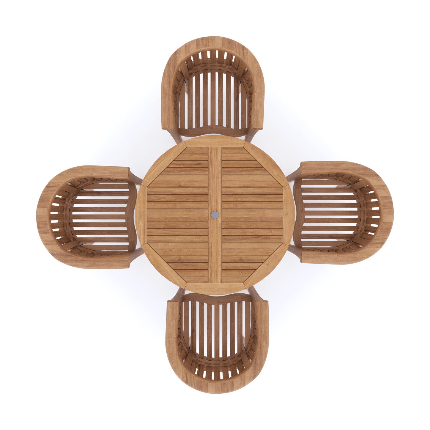 Teak 120cm to 170cm Round to Oval Extending Table with 4 San Francisco Chairs