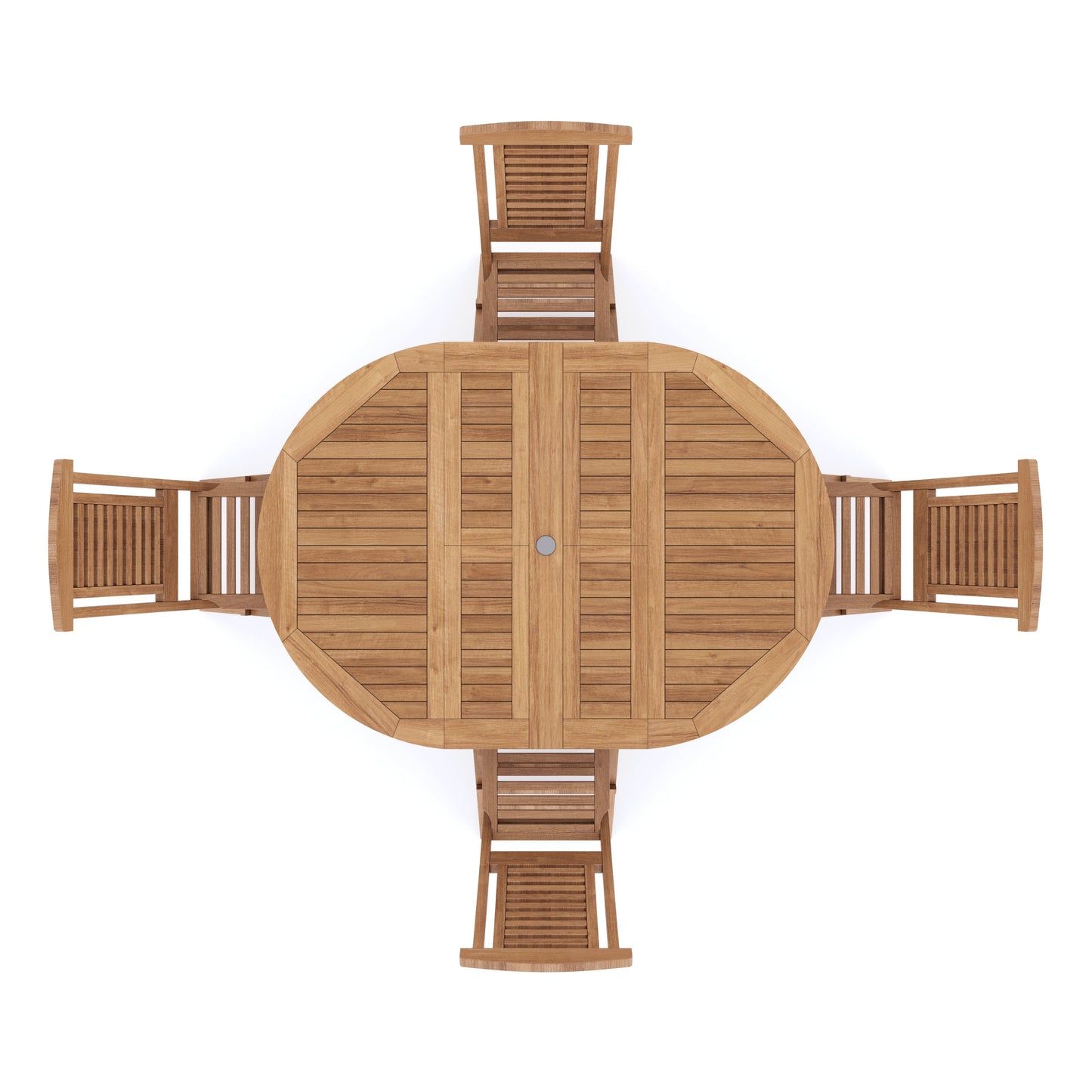 Teak 120cm to 170cm Round to Oval Extending Table with 4 Hampton Folding Chairs