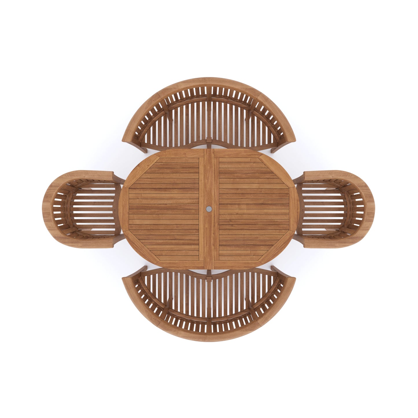 Teak Set Oval 180-240cm Extending Table 4cm Top (2 San Francisco Chairs 2 Benches) Cushions included.