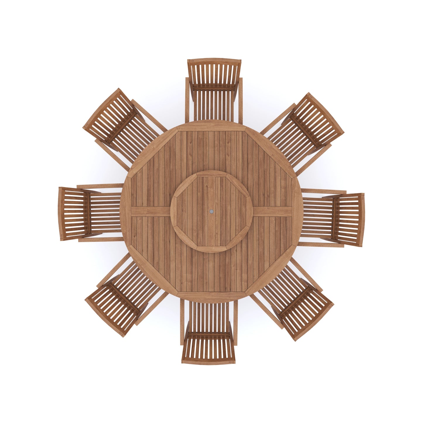 Teak Set 180cm Maximus Round Table with 8 Henley Stacking Chairs