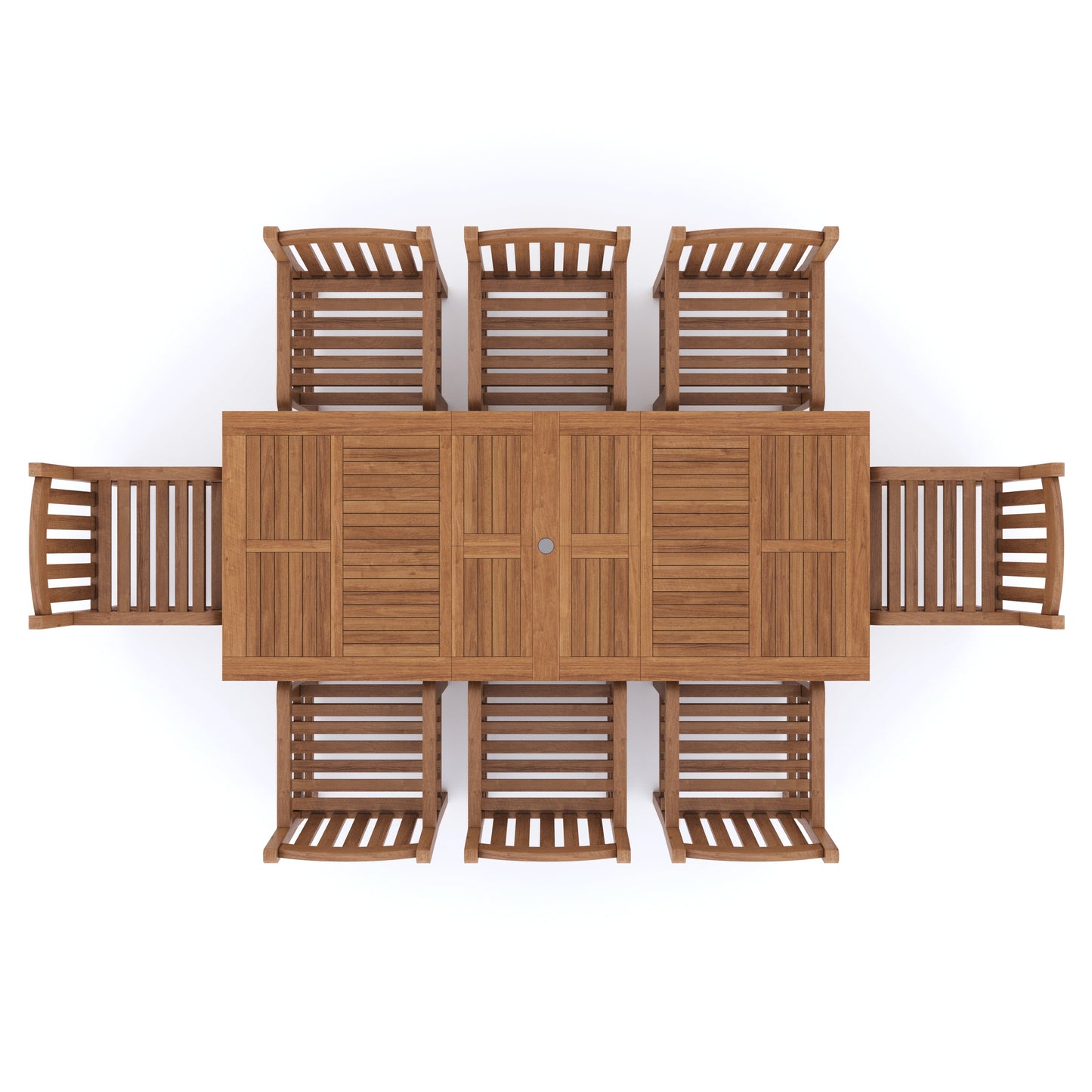 Teak 180-240cm Rectangle Extending Table 4cm Top (with 8 Warwick Chairs) Cushions included.