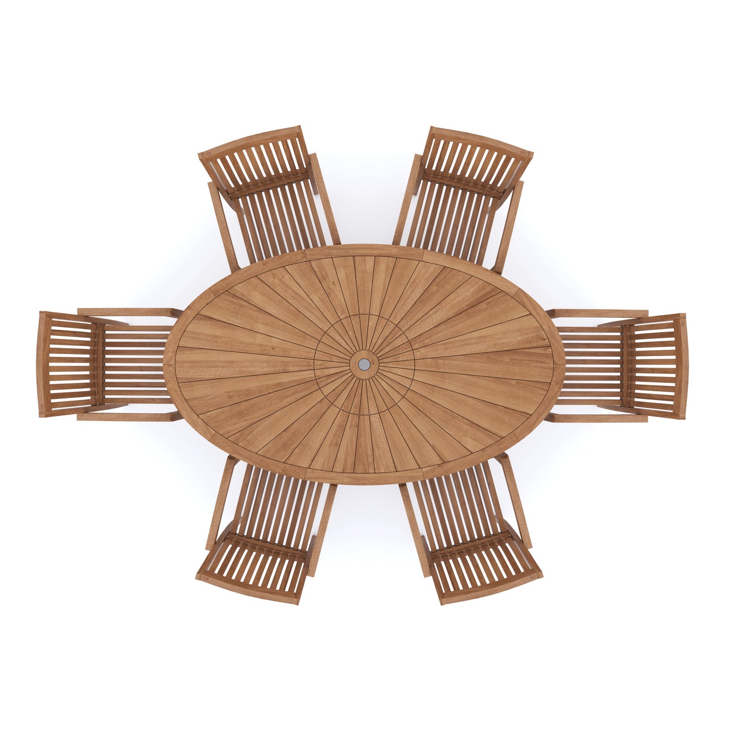 Teak Set 2m Sunshine Table with 6 Henley Stacking Chairs