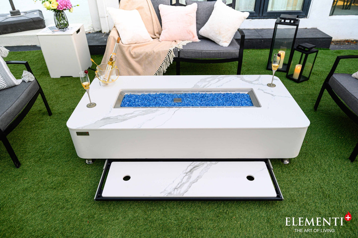 Elementi Fire Athens Porcelain Marble Gas Fire Pit