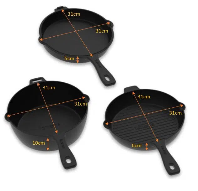Igneus 3 Part Cast Iron Pan Set