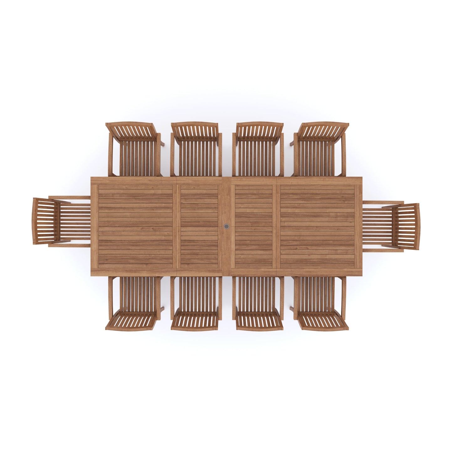 Teak Set 200cm-300cm Rectangle Extending Table with 10 Henley Stacking Chairs
