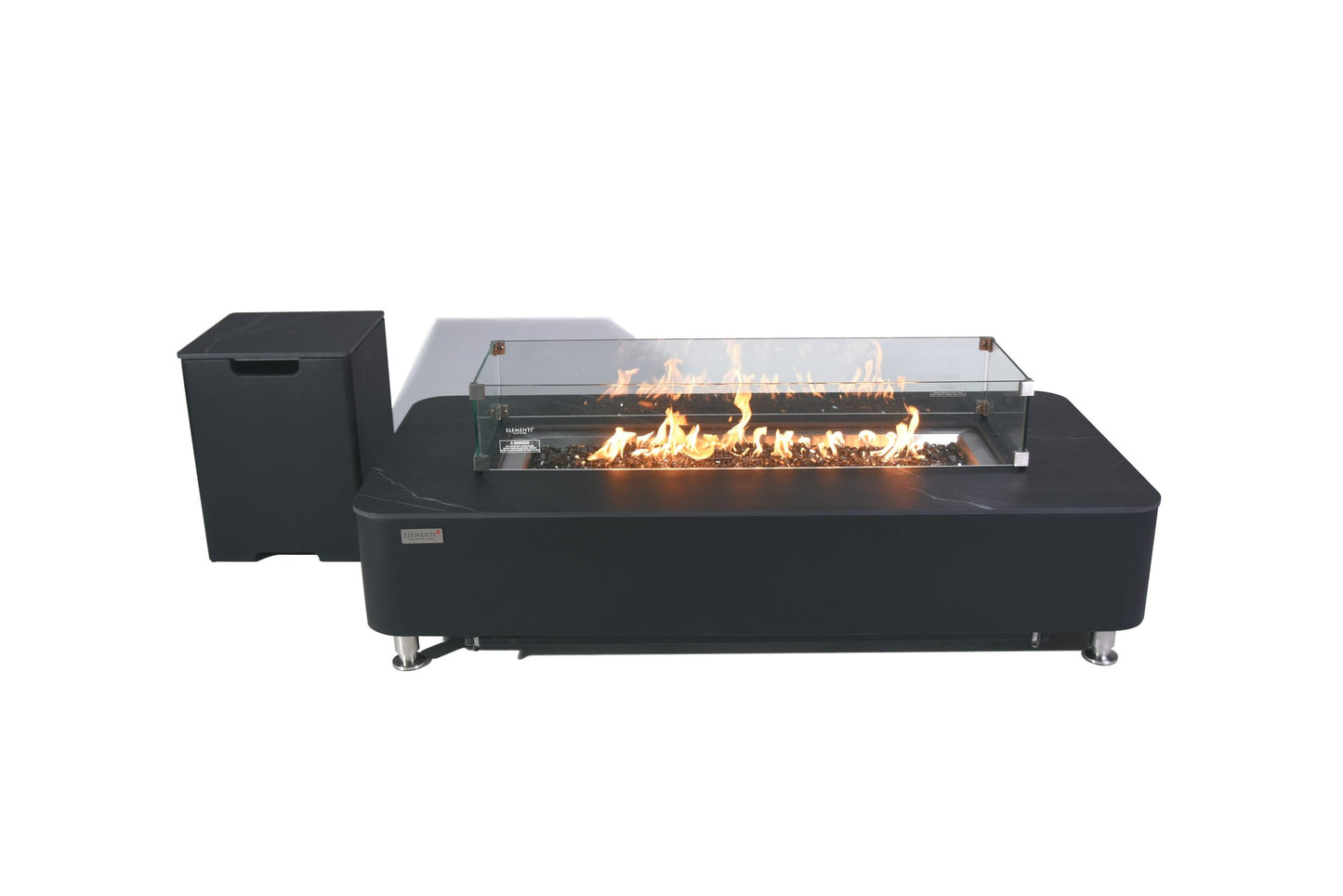 Elementi Fire Valencia Black Marble Porcelain Gas Fire Pit Table