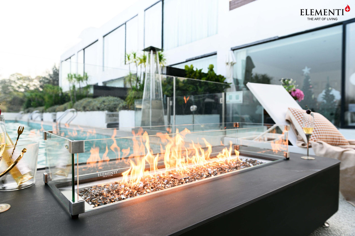 Elementi Fire Valencia Black Marble Porcelain Gas Fire Pit Table