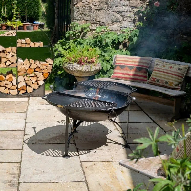 Firepits UK BBQ King 80 Fire Pit with Two Swing Arm BBQ Racks