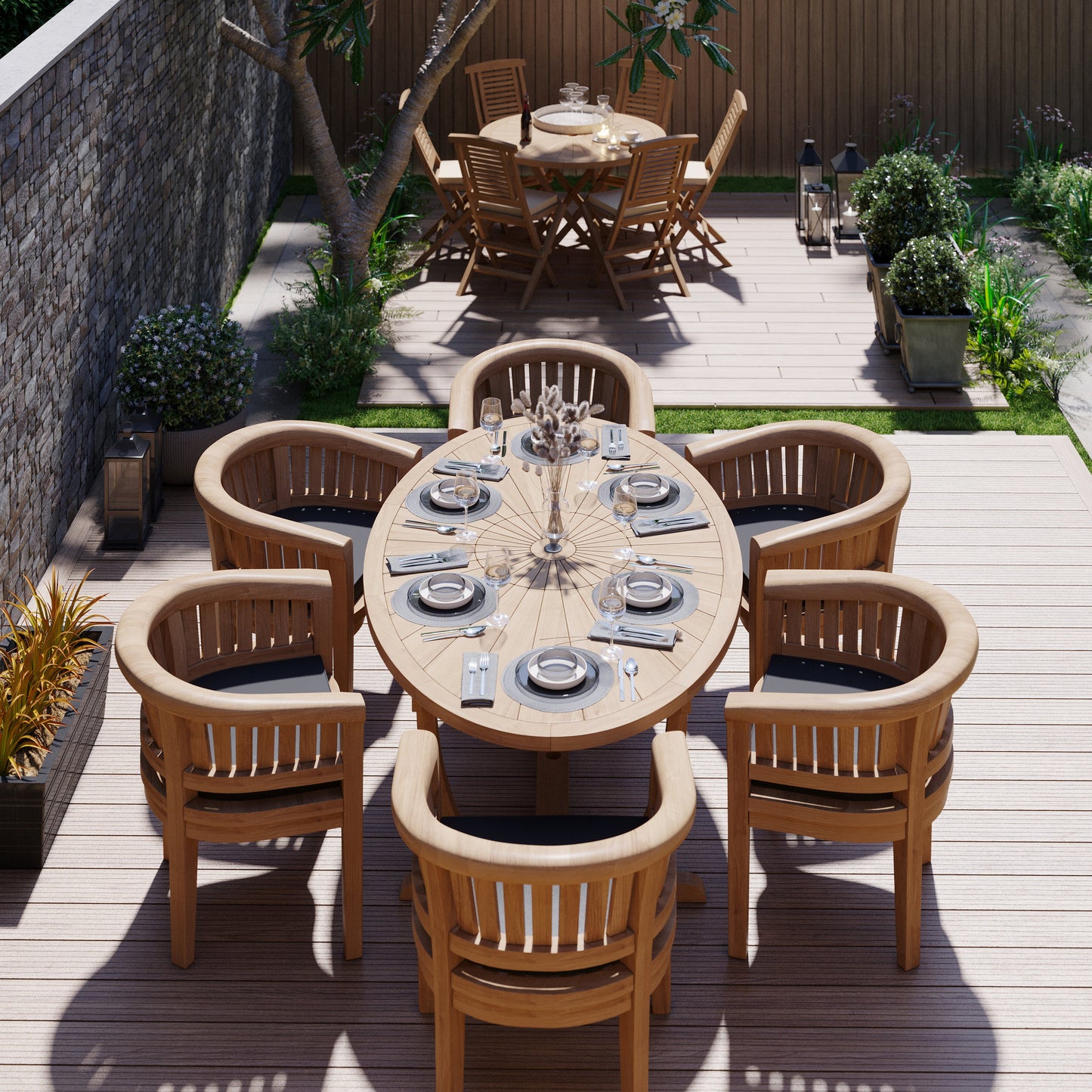 Teak Set 2m Sunshine Table with 6 San Francisco Chairs