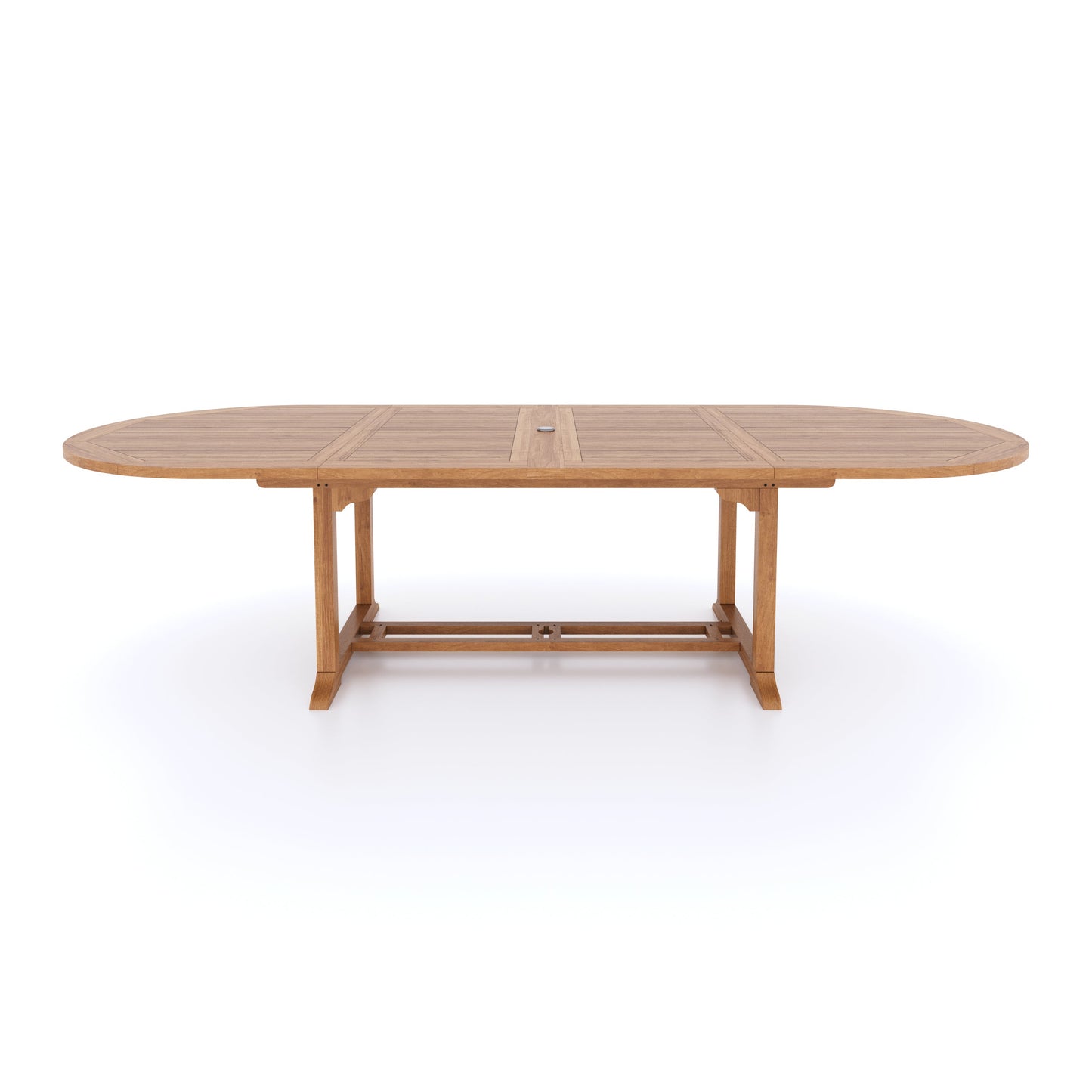 Giant Teak Oval Set 2-3m Extending Table with 12 Oxford Stacking Chairs