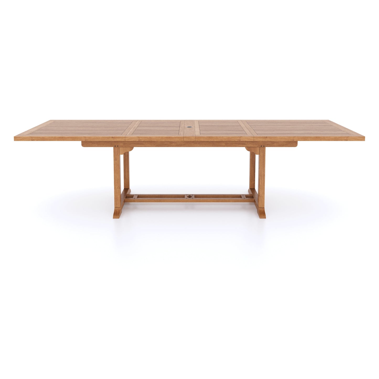 Teak Set 200-300cm Rectangle Extending Table 4cm Top (10 Oxford Stacking Chairs) Cushions included.