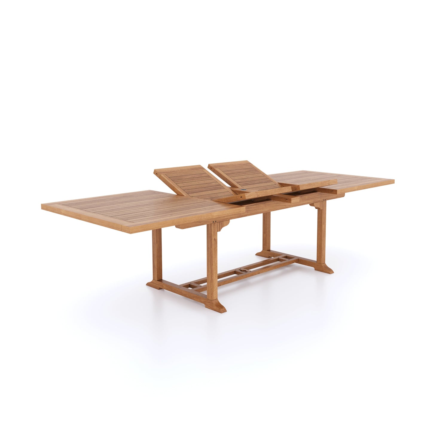 Teak Set 200cm-300cm Rectangle Extending Table with 10 Henley Stacking Chairs