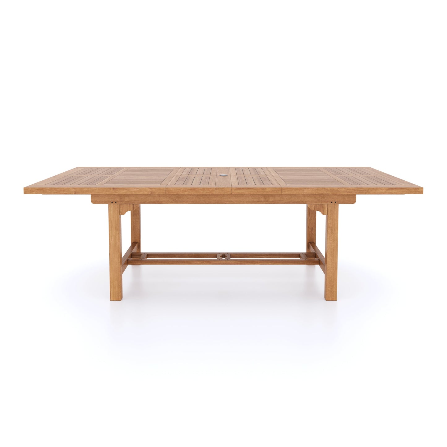 Teak Rectangle 180-240cm Extending Table 4cm Top (8 Oxford Stacking Chairs) Cushions included