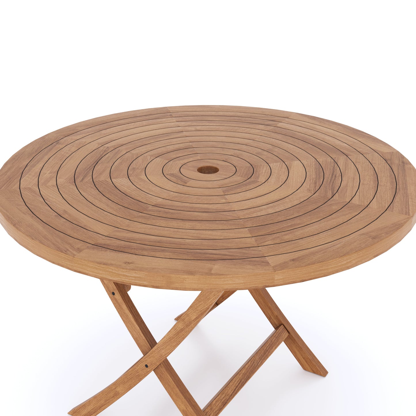 Teak Set 120cm Spiral Folding Table with 4 Folding Chairs