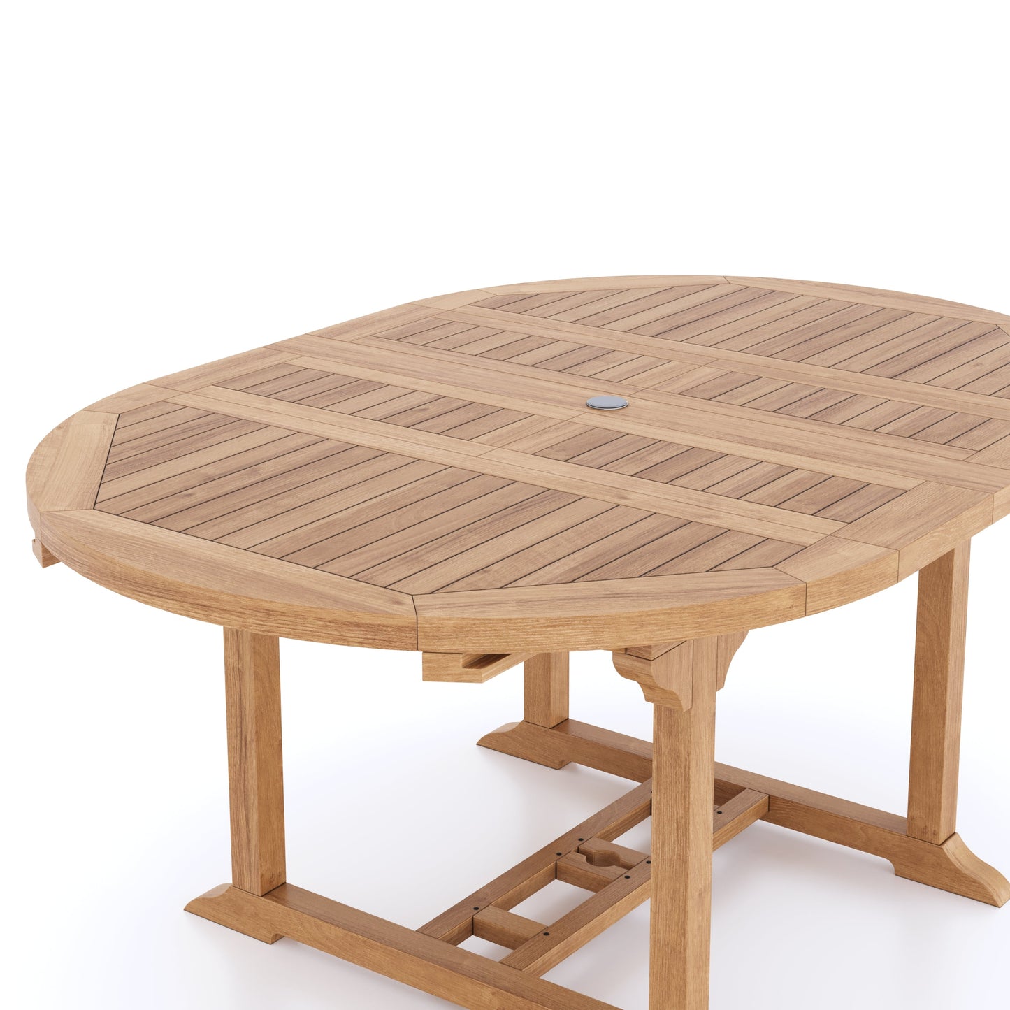 Teak Round to Oval 120cm-170cm Extending Table with 4 Oxford Stacking Chairs & 2 San Francisco Chairs