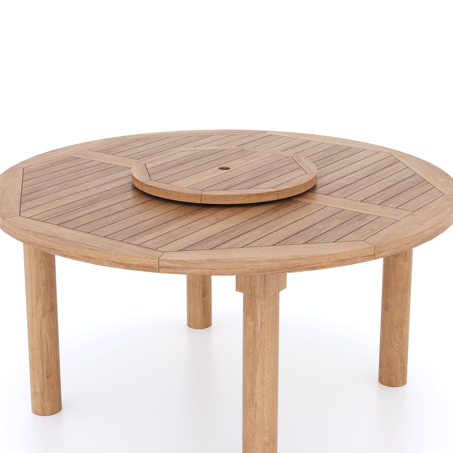 Teak Set 150cm Maximus Round Table 4cm Top (2 San Francisco Benches, 2 San Francisco Chairs) Cushions included.