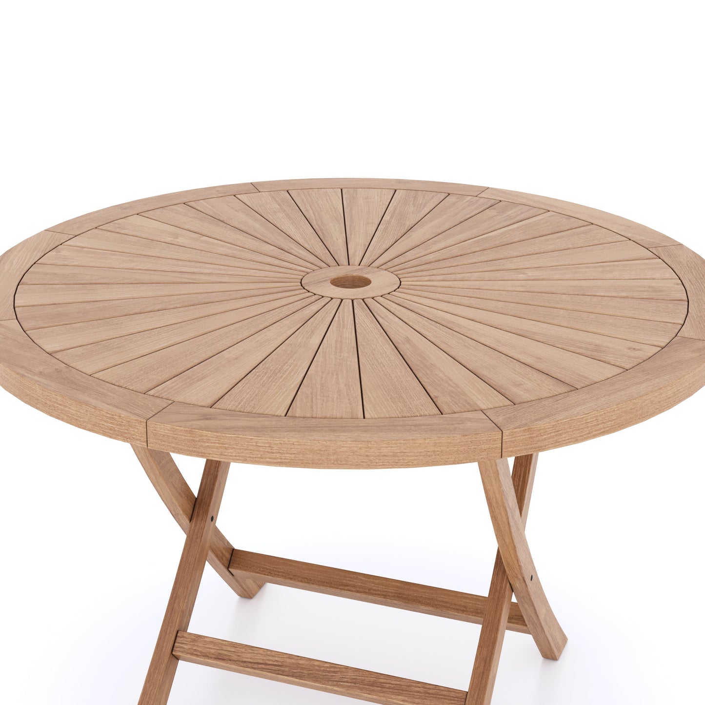 Teak 120cm Round Sunshine Folding Table with 6 Folding Chairs