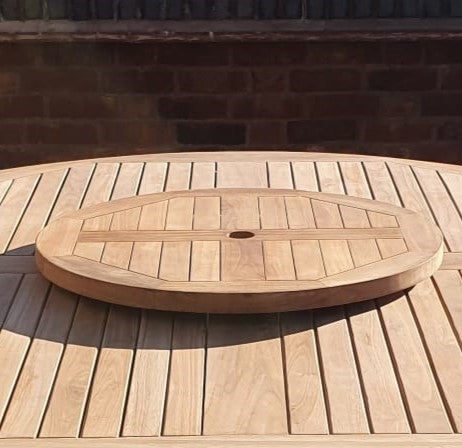 Teak Set 180cm Maximus Round Table 4cm Top (8 Oxford Stacking Chairs) Cushions included.