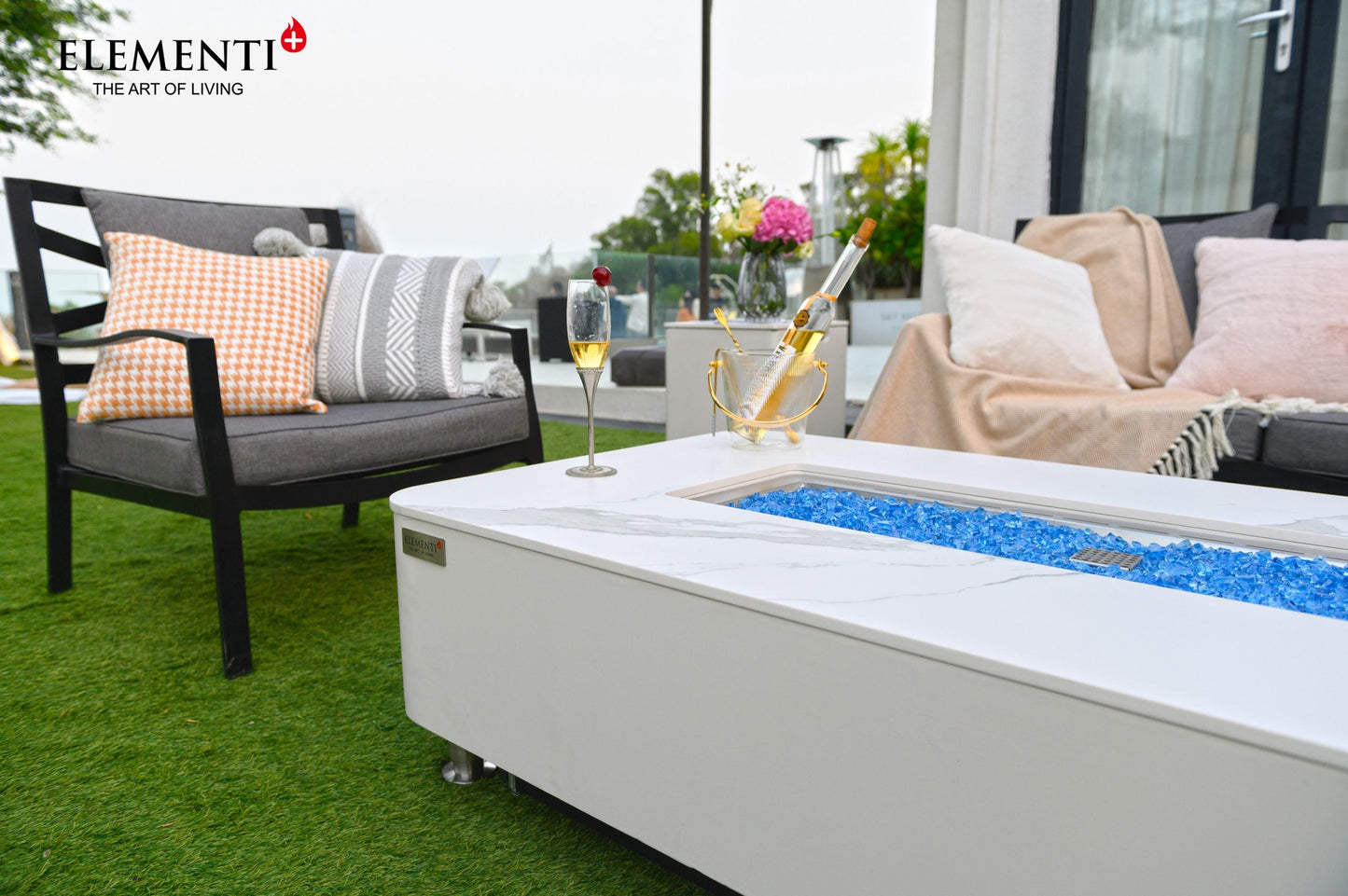 Elementi Fire Athens Porcelain Marble Gas Fire Pit