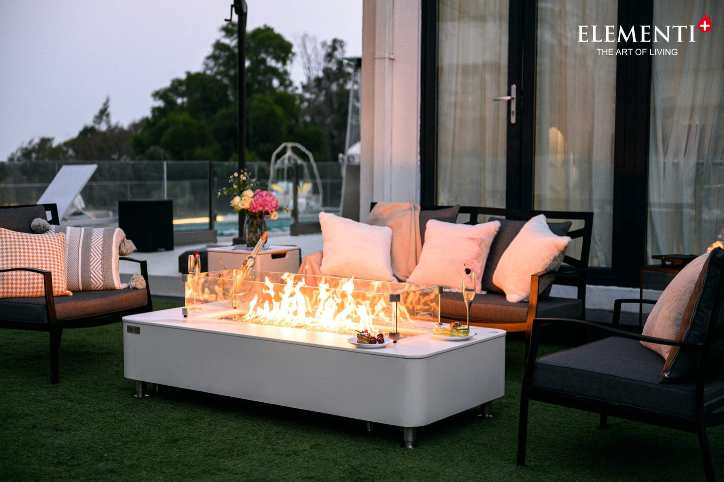Elementi Fire Athens Porcelain Marble Gas Fire Pit