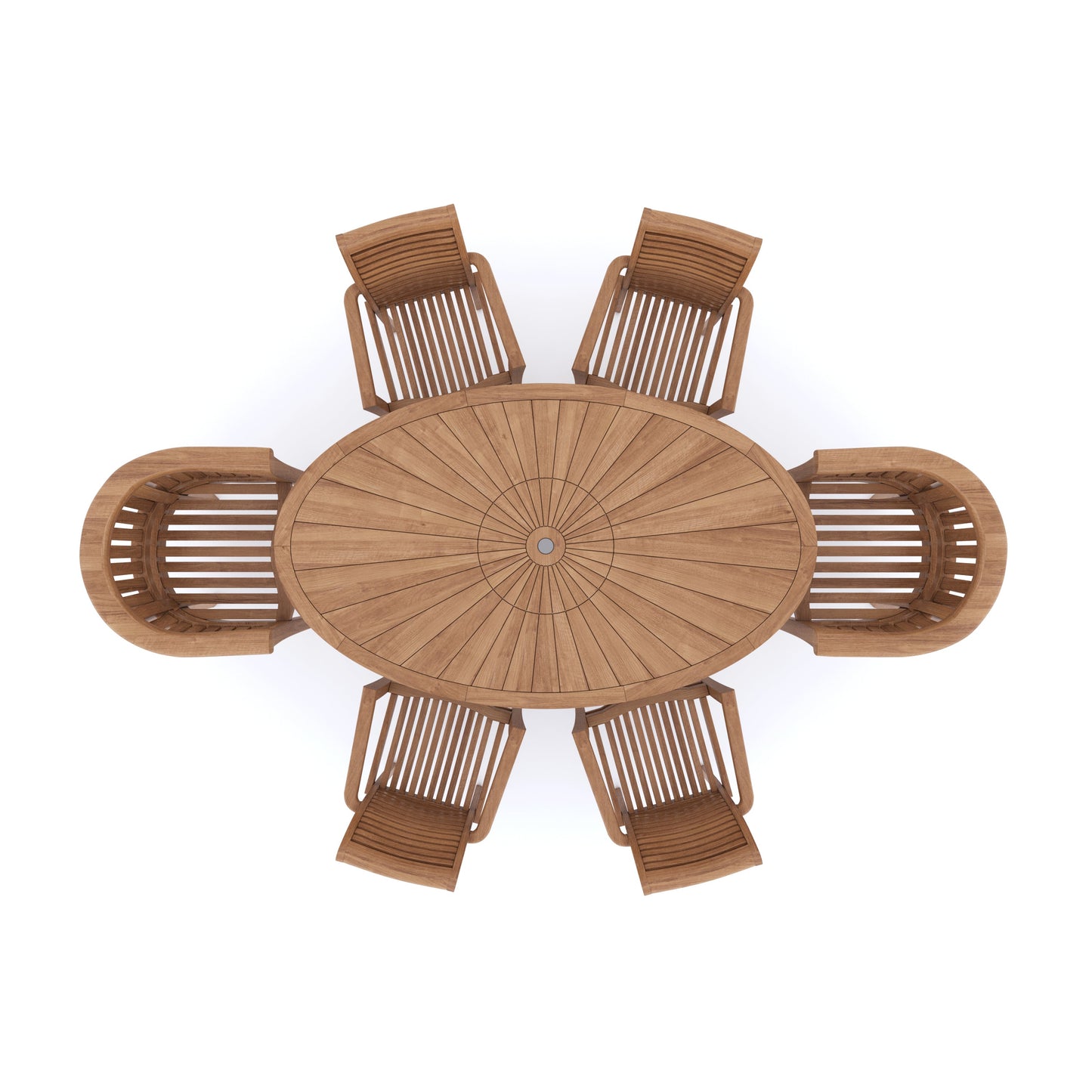 Teak Set 2m Sunshine Oval Table with 4 Oxford Stacking Chairs & 2 San Francisco Chairs