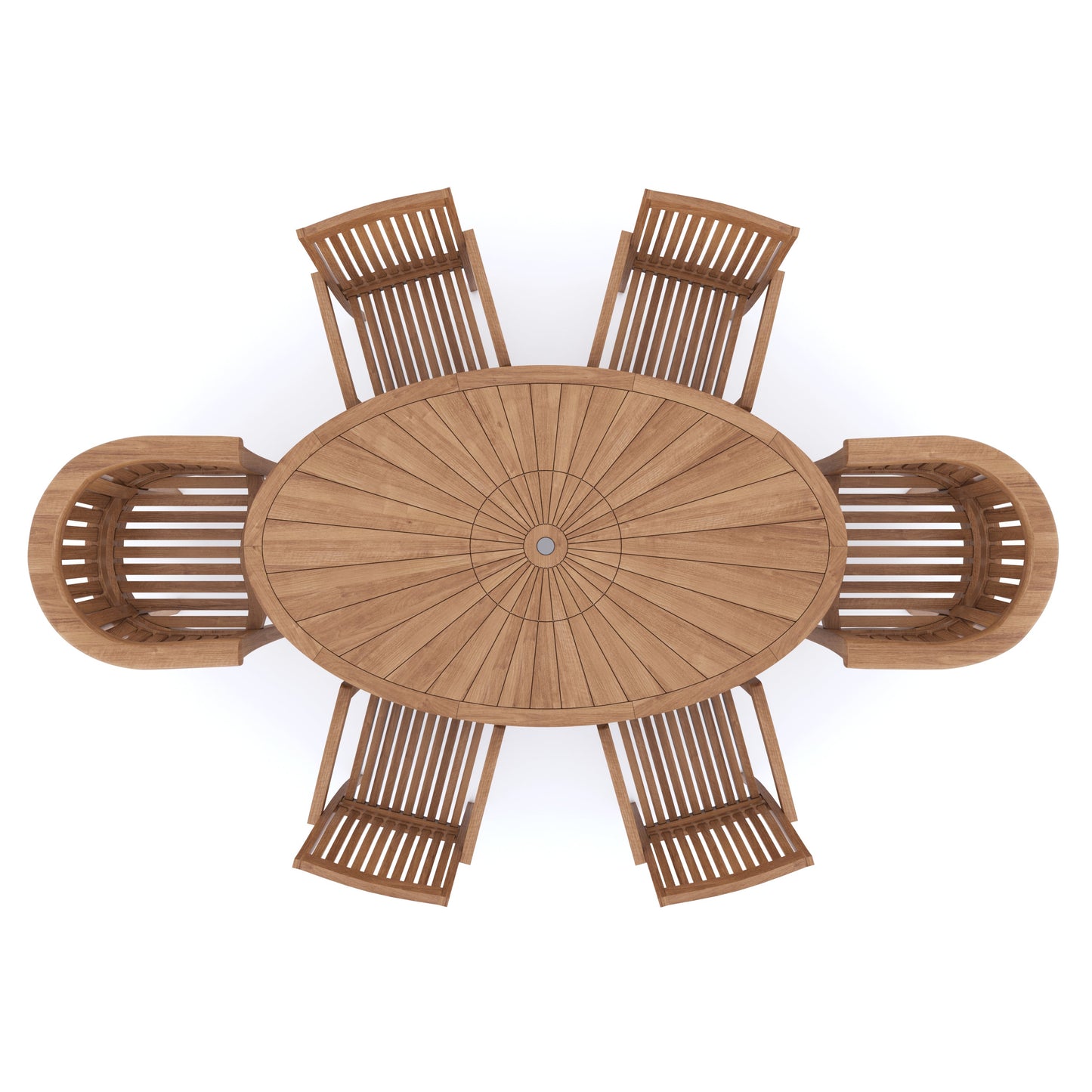 Teak Set 2m Sunshine Oval Table with 4 Henley Stacking Chairs & 2 San Francisco Chairs