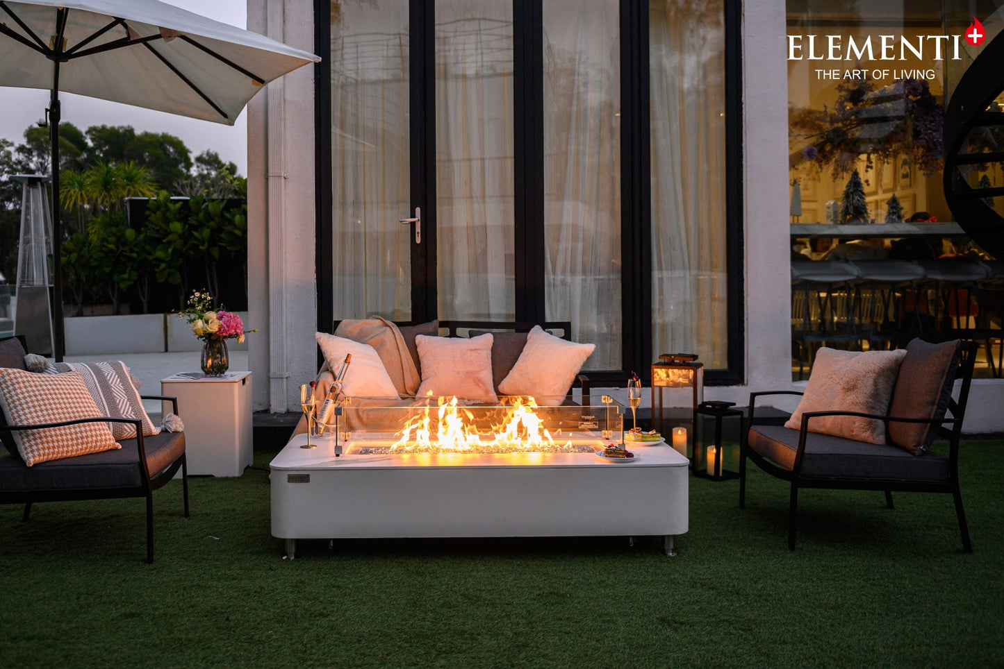 Elementi Fire Athens Porcelain Marble Gas Fire Pit
