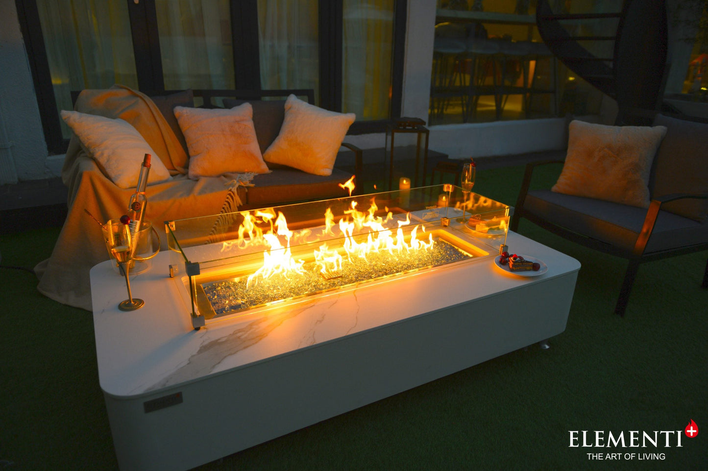 Elementi Fire Athens Porcelain Marble Gas Fire Pit