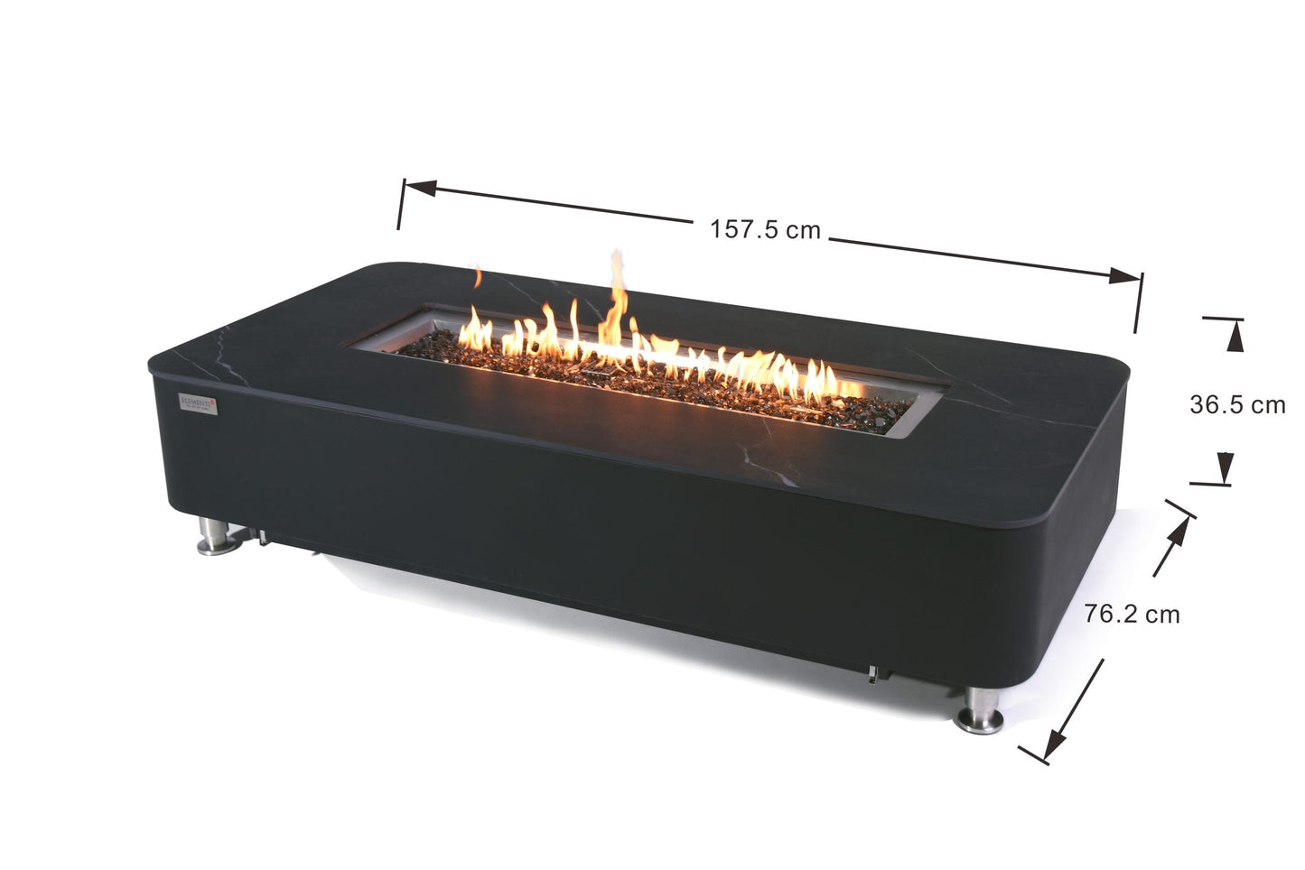 Elementi Fire Valencia Black Marble Porcelain Gas Fire Pit Table