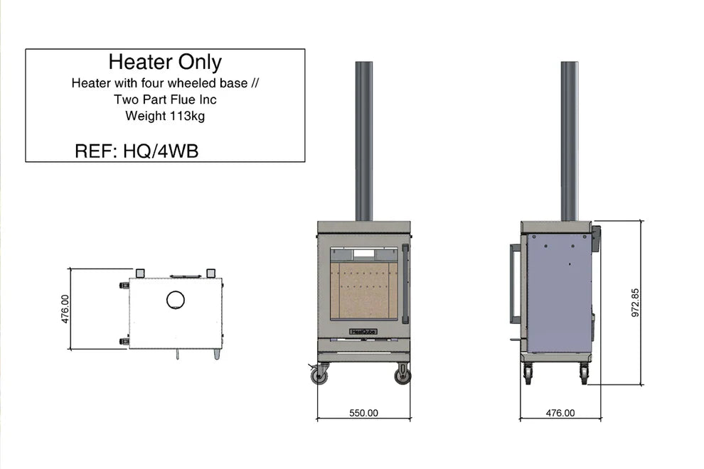 BBQube HeatQube Heater Only: 4-Wheel Base